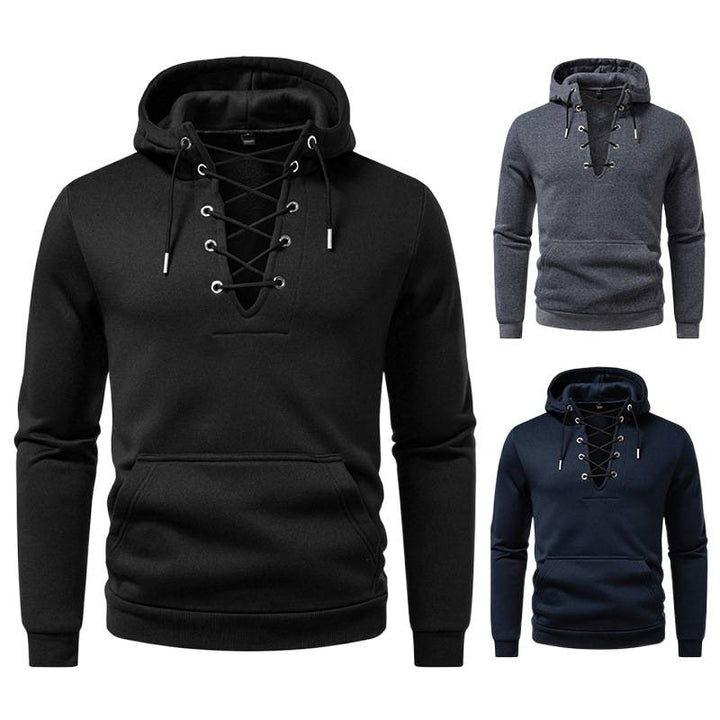 Men's hoodie with fashionable lacing design Lisslune