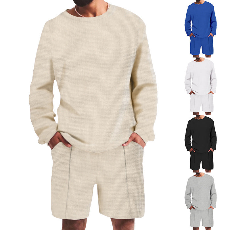 Men's casual leisure set with textured top and comfortable shorts Lisslune
