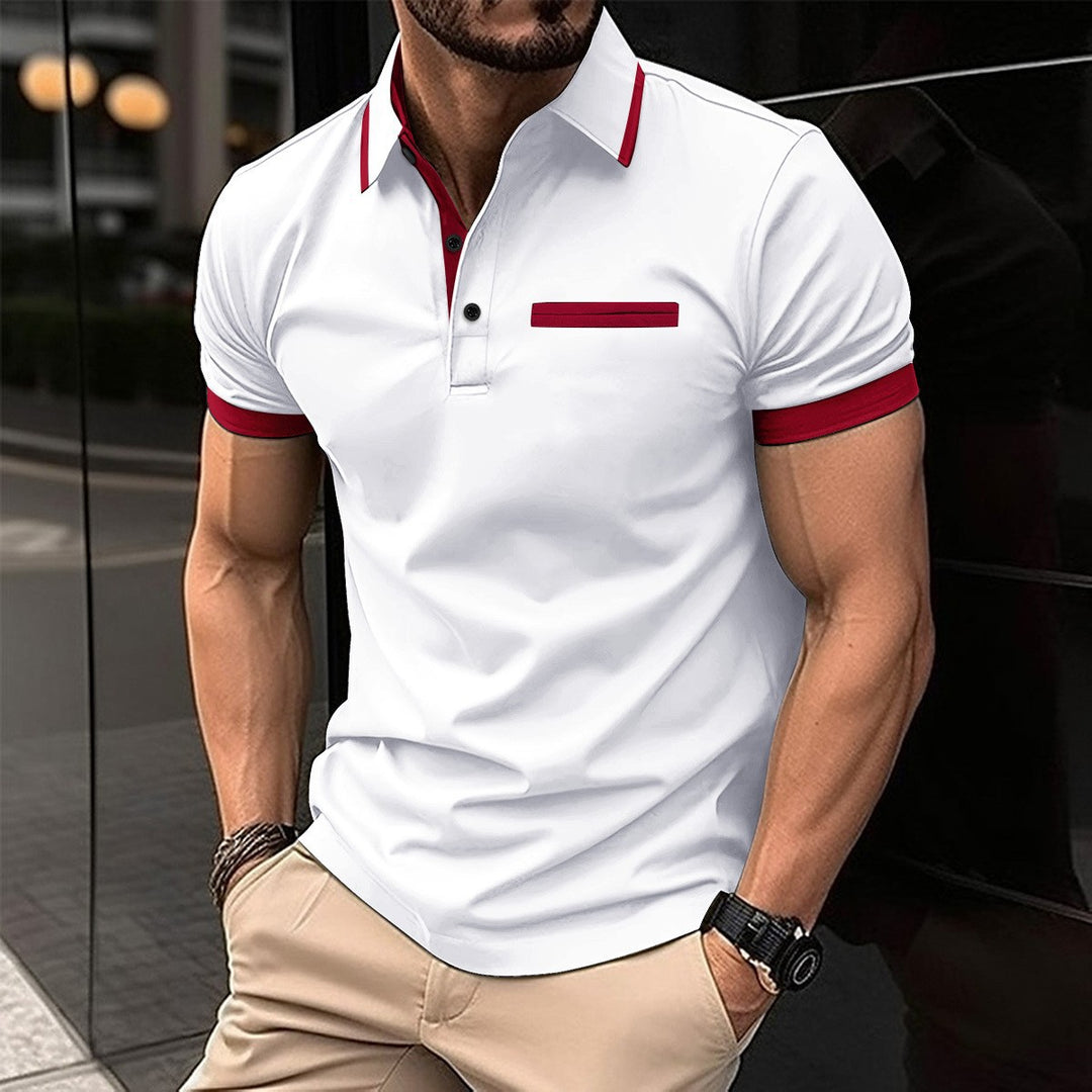 Men's polo shirt with stylish contrast collar and practical chest pocket Lisslune