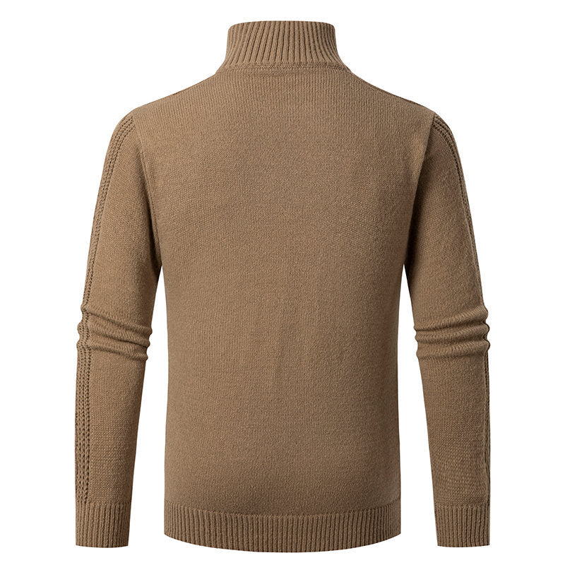 Men's knit sweater with high collar and cable knit pattern Lisslune