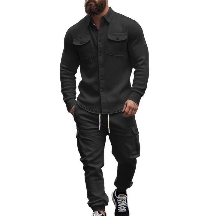 Men's cargo set with casual shirt and elastic pants Lisslune