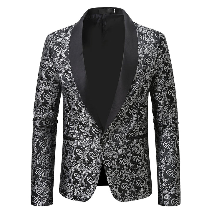 Men's elegant tuxedo blazer with floral jacquard pattern Lisslune