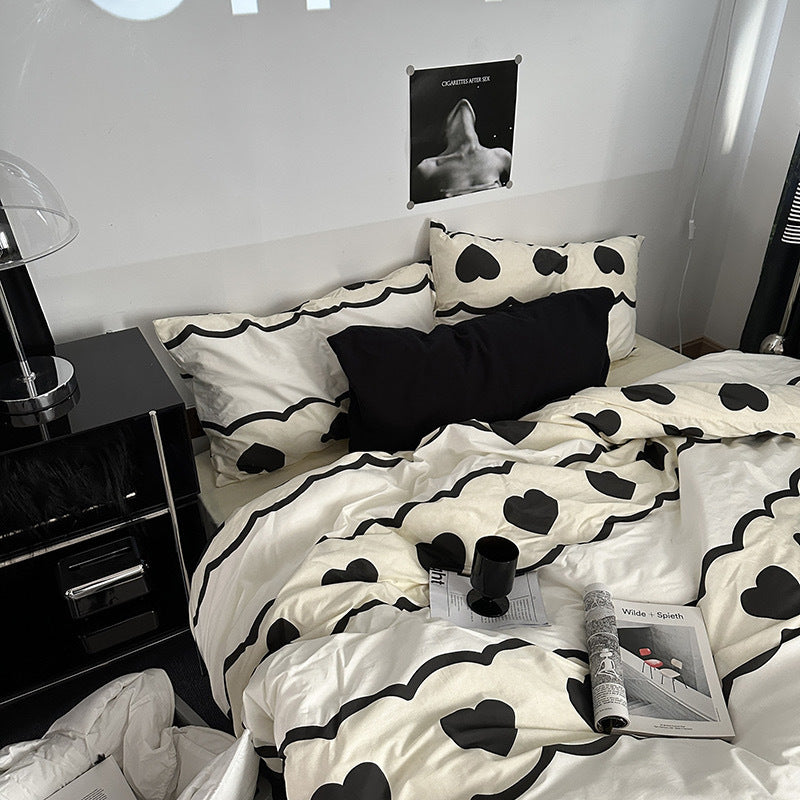 Rynx | Autumn Bedroom Aesthetic INS Vintage Floral Cotton Bedding Four-Piece Bed Sheet Bedspread Bedspread Cover Duvet Cover Three-Piece Set