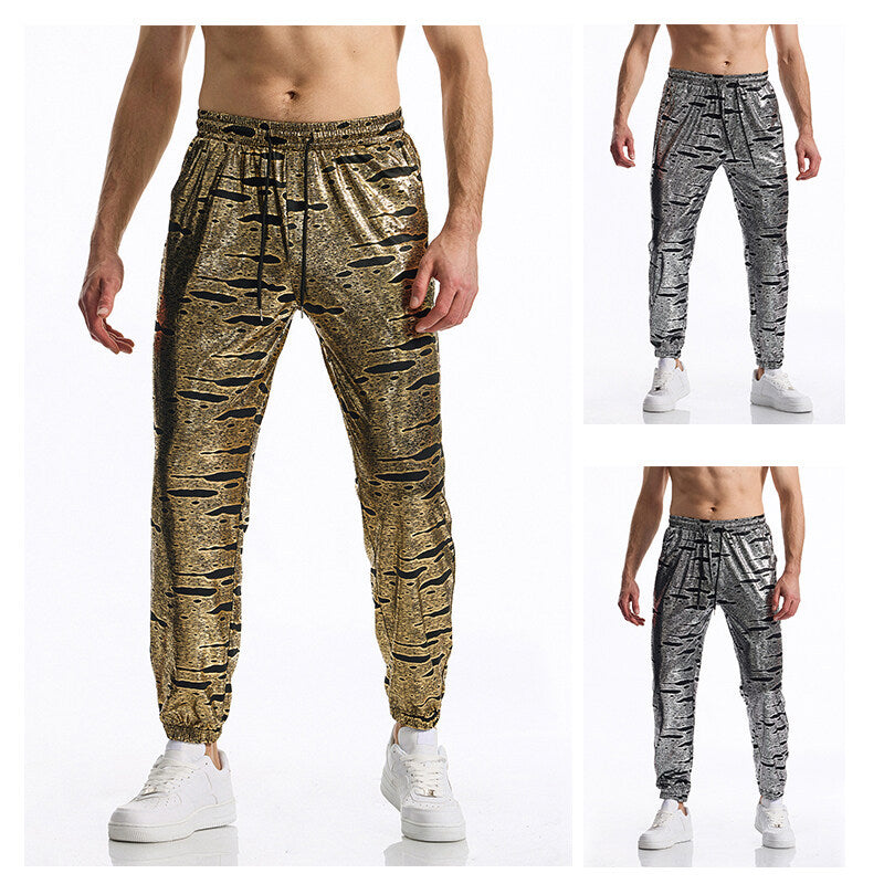 Men's sporty jogger pants with glossy finish Lisslune