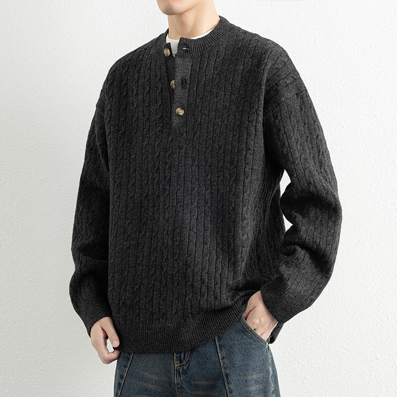 Men's sweater with button details and textured surface Lisslune