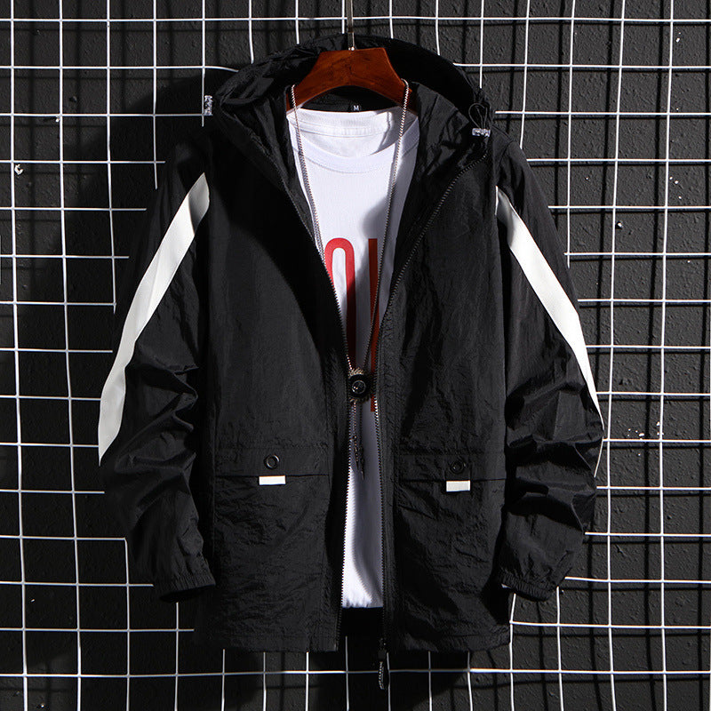 Men's Lightweight Windbreaker Jacket with Practical Pockets and Adjustable Hood Lisslune