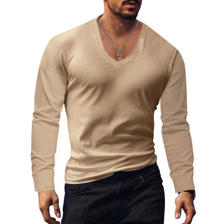 Men's long-sleeved V-neck T-shirt Lisslune