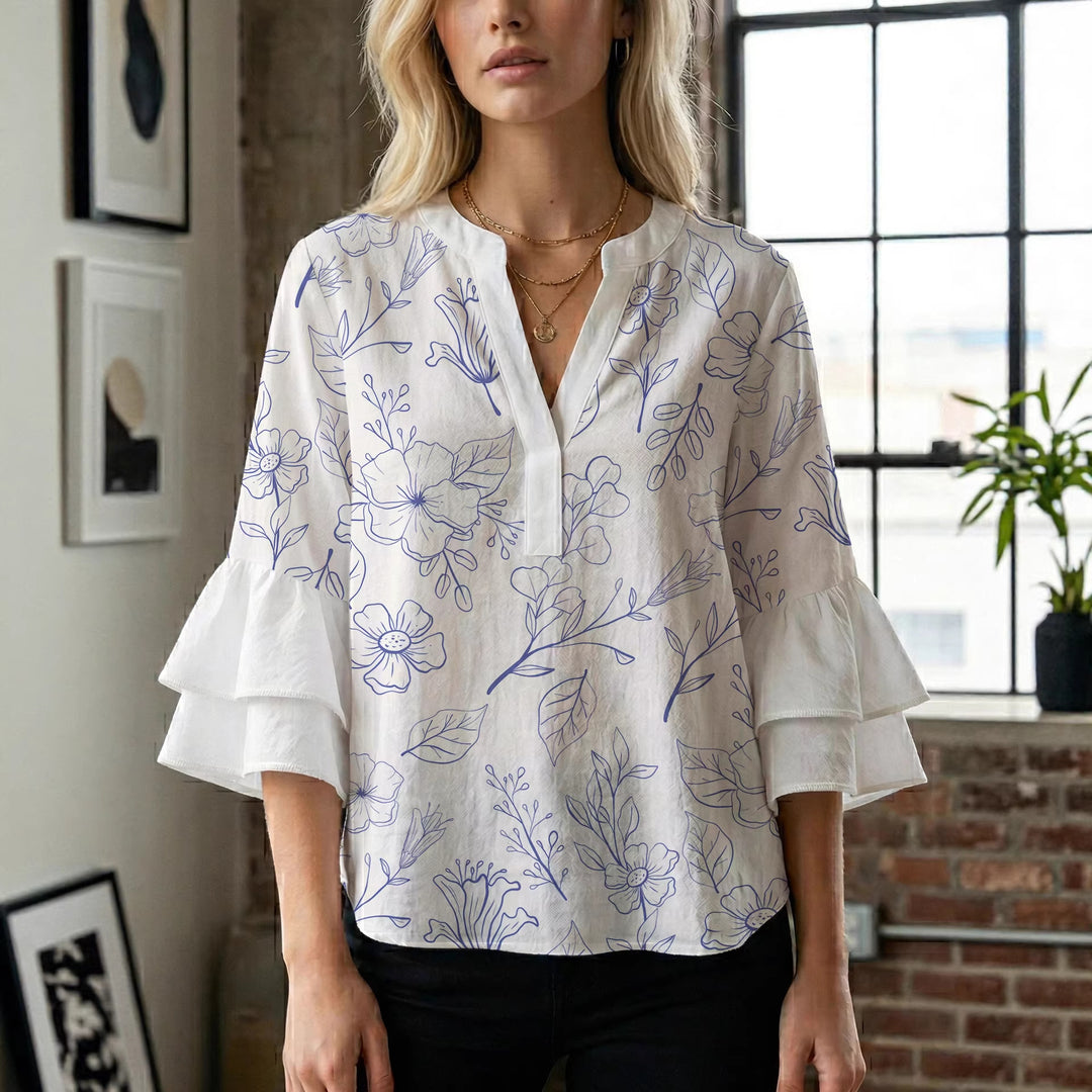 Women's artistic top with ruffled sleeves Lisslune