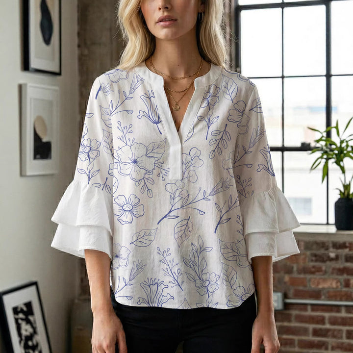 Women's artistic top with ruffled sleeves Lisslune