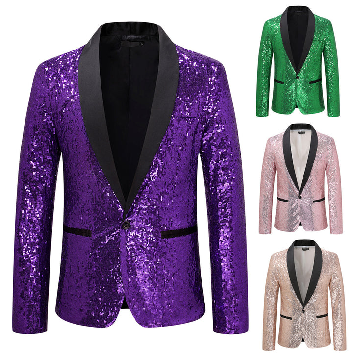 Men's Sequin Blazer with Elegant Lapel and Slim Fit Cut Lisslune