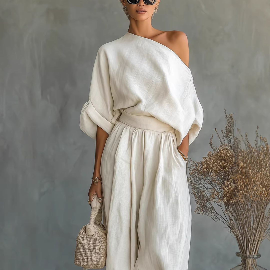 Women's Lifestyle Jumpsuit with Asymmetric Neckline and Loose Silhouette Lisslune