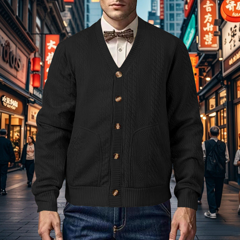 Men's cardigan with modern honeycomb pattern and practical pockets Lisslune