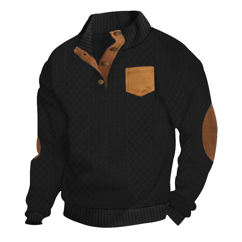 Men's knitted pullover with standing collar and contrasting details Lisslune