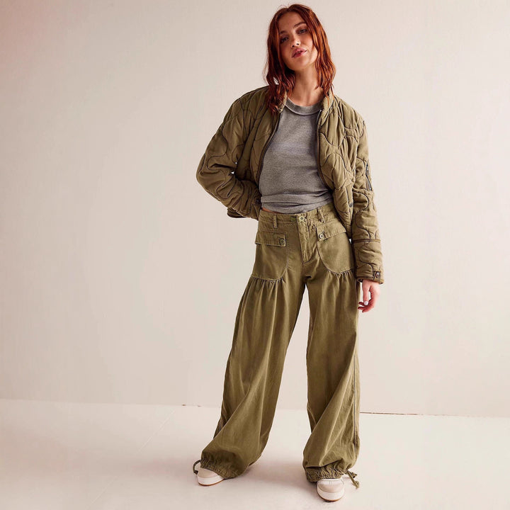 Women's Casual Cargo Jacket with Quilted Design and Practical Pockets Lisslune