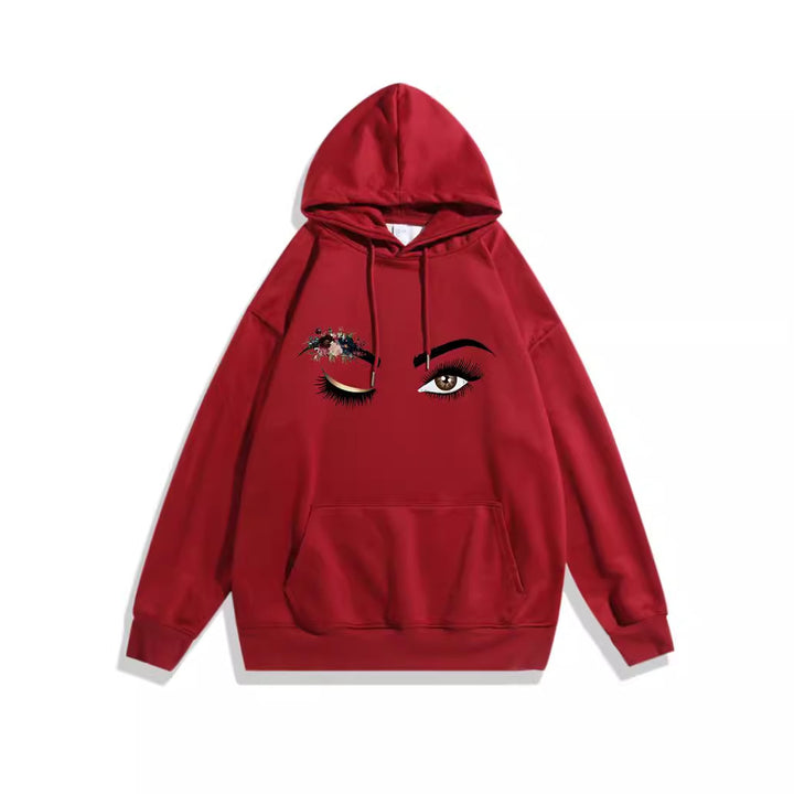 Ladies Hoodie with Creative Eye Motif Lisslune