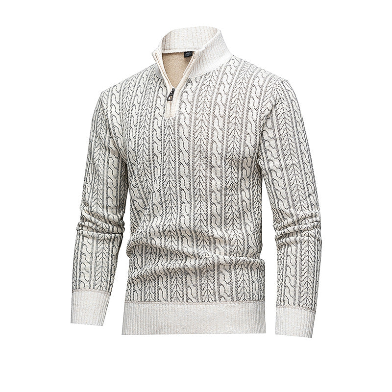 Men's Stylish Pullover with Zipper and Textured Pattern Lisslune