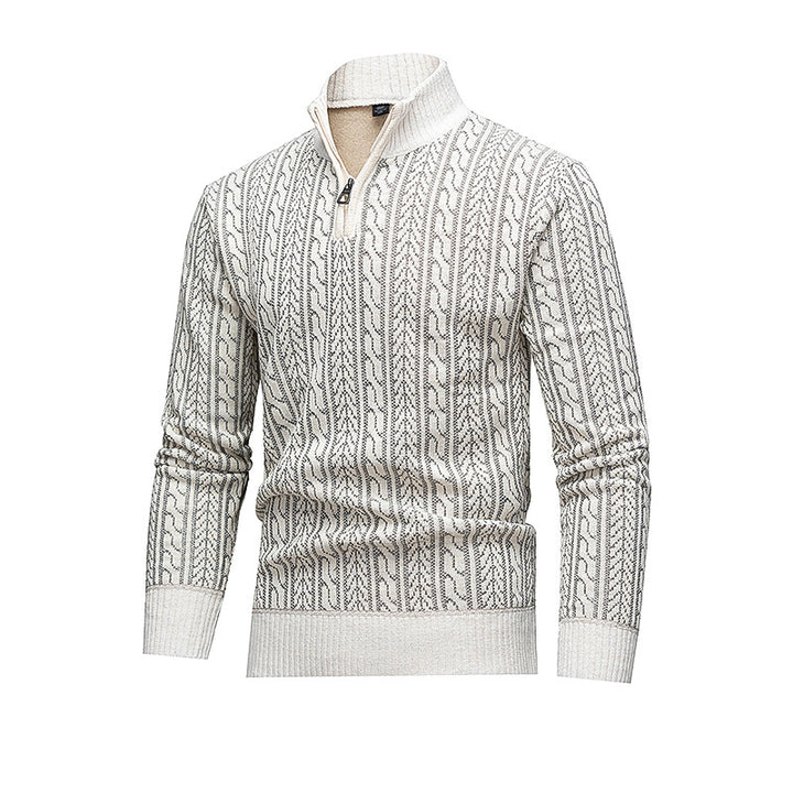 Men's Stylish Pullover with Zipper and Textured Pattern Lisslune