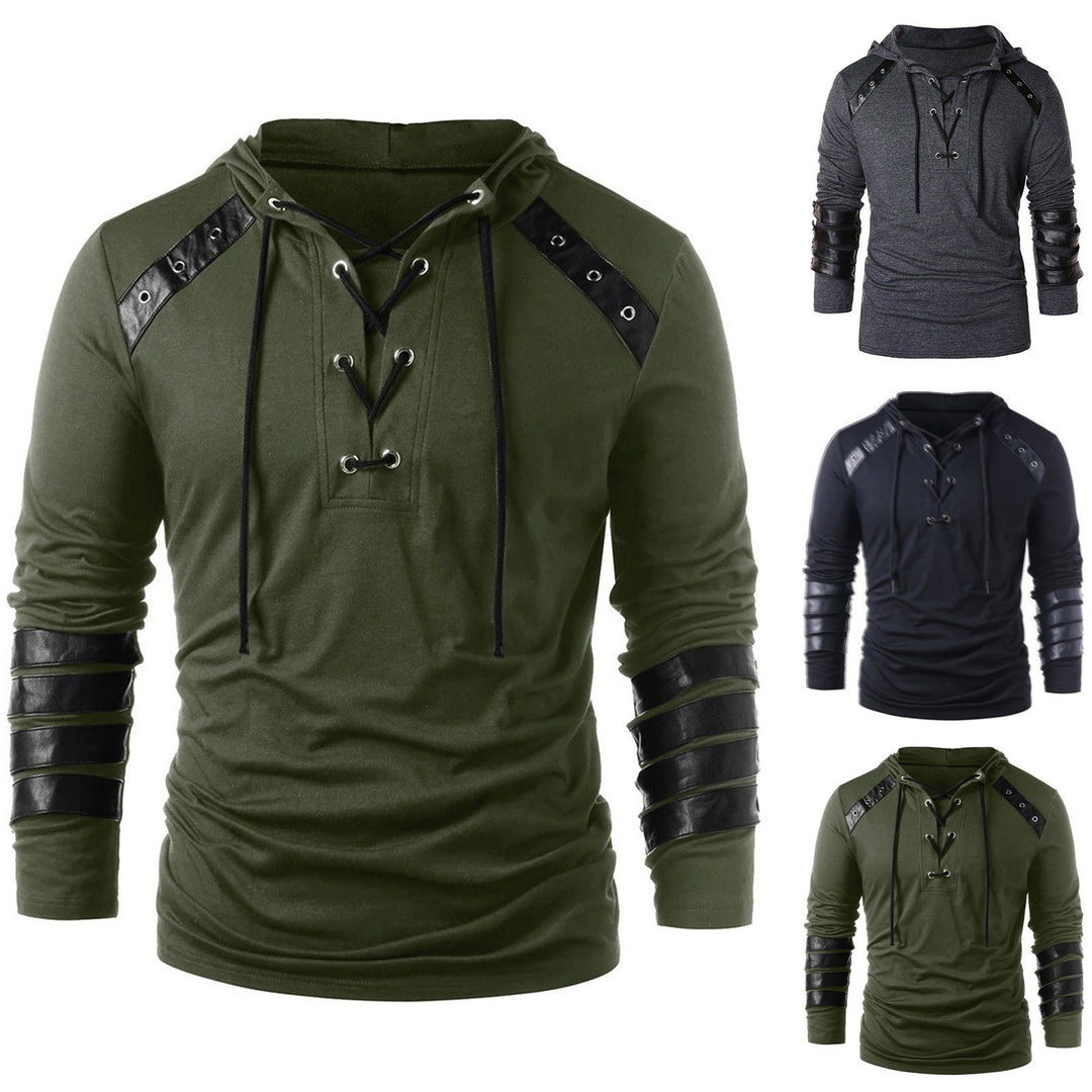 Men's hoodie with innovative leather detail Lisslune