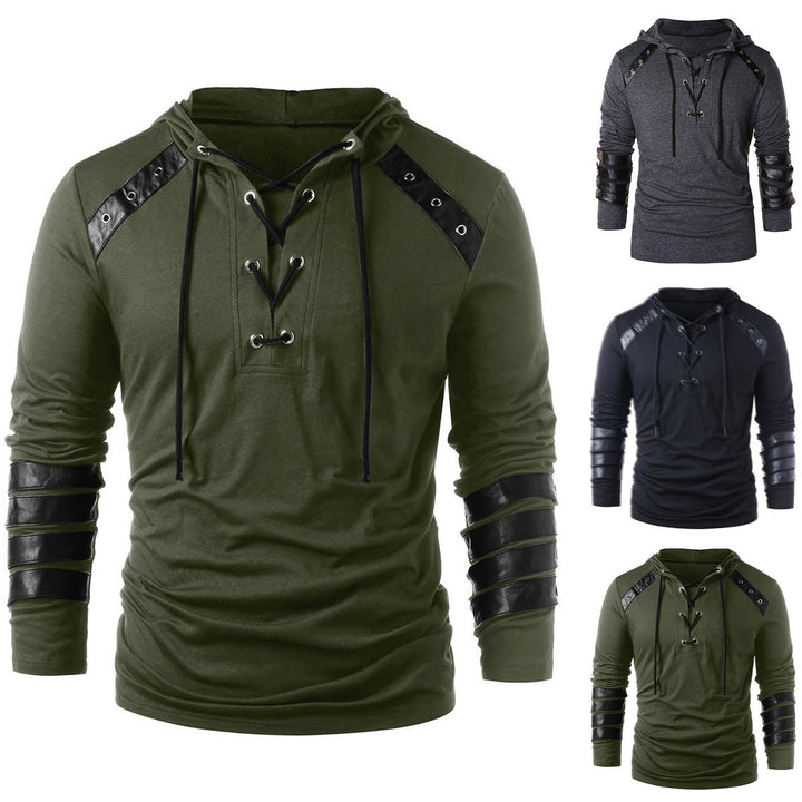 Men's hoodie with innovative leather detail Lisslune