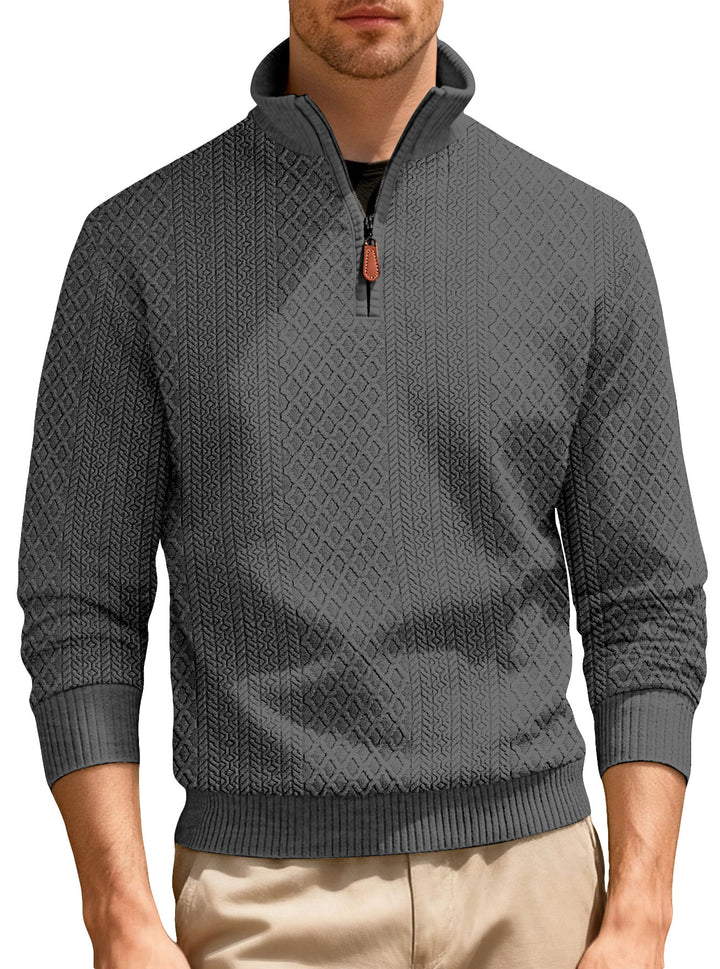 Men's casual stand-up collar sweater with textured knit quality Lisslune