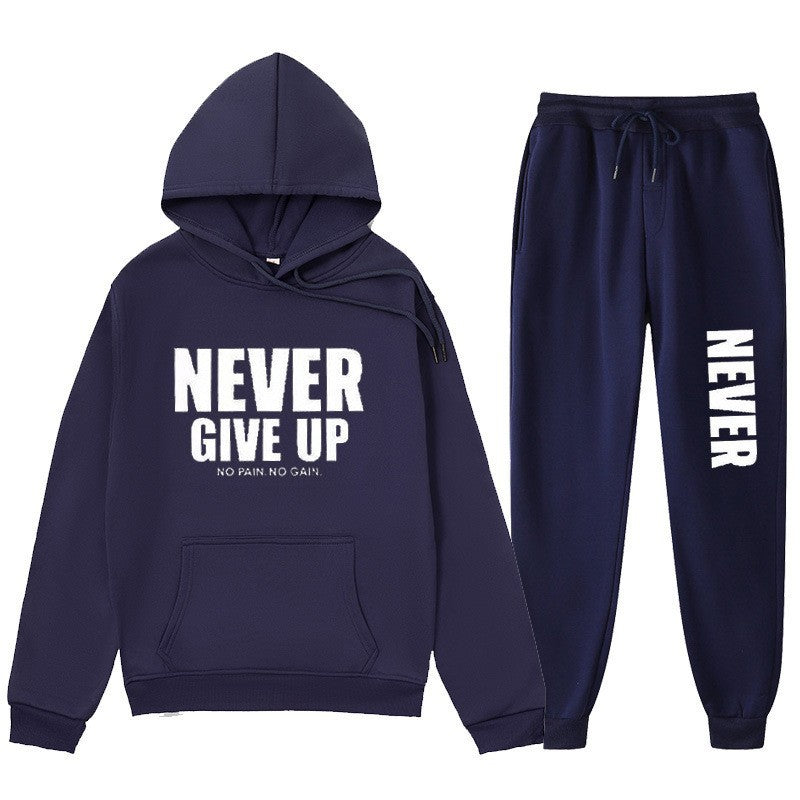Women's training pullover and jogging pants in motif set with motivating print Lisslune