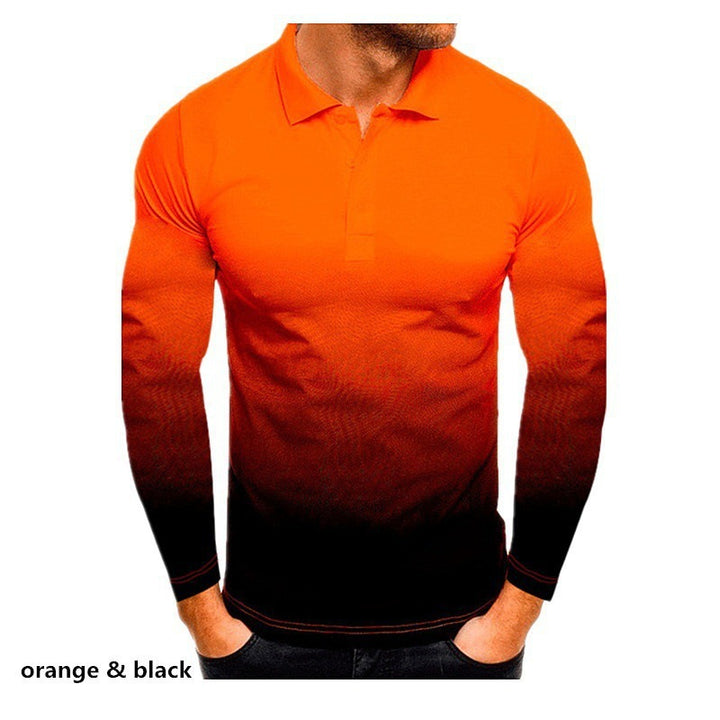 Men's Long Sleeve Polo Shirt with Modern Gradient and Performance Material Lisslune