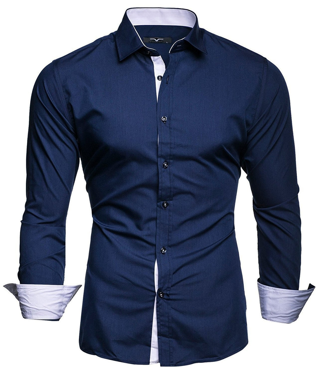 Men's long-sleeve shirt with elegant contrast finishing and modern slim-fit cut Lisslune