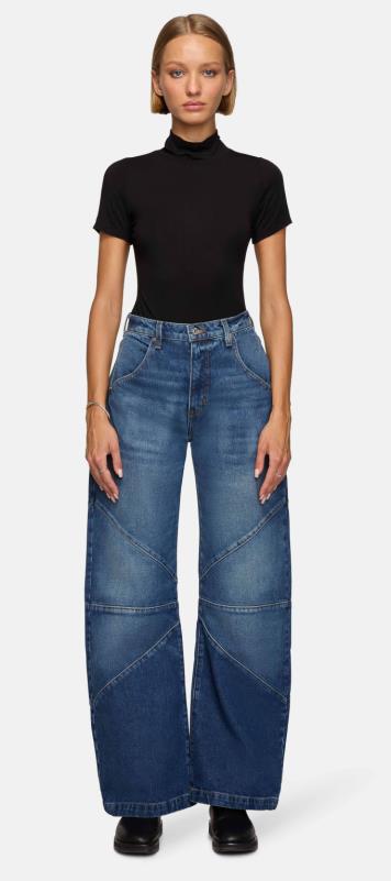 Women's wide jeans with unique seam design in trendy style Lisslune