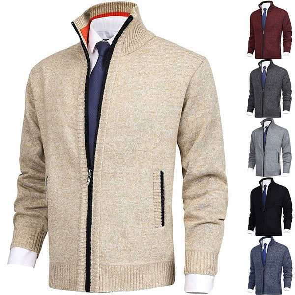 Men's cardigan with stand-up collar and innovative zipper Lisslune