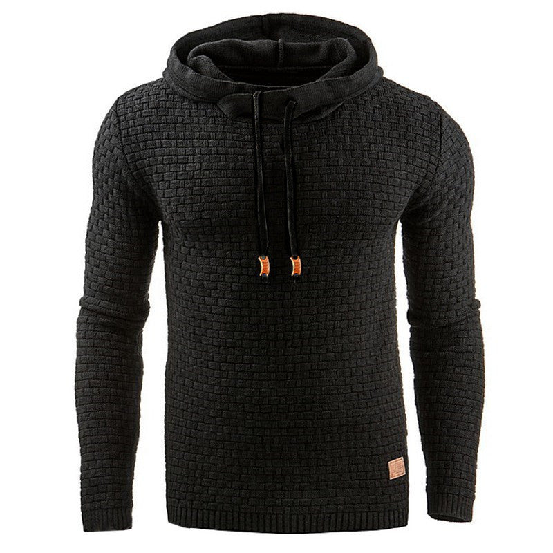 Men's knitted sweater with textured surface and integrated hood Lisslune