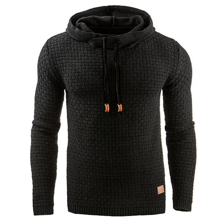 Men's knitted sweater with textured surface and integrated hood Lisslune
