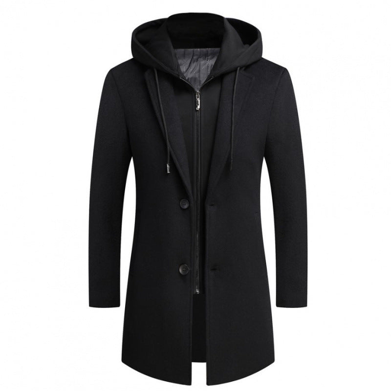 Men's fashionable coat jacket with removable hood and quilted lining Lisslune