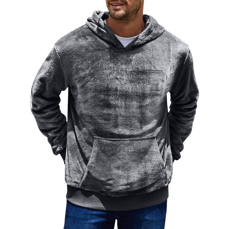 Men's cozy fleece hoodie with kangaroo pocket Lisslune