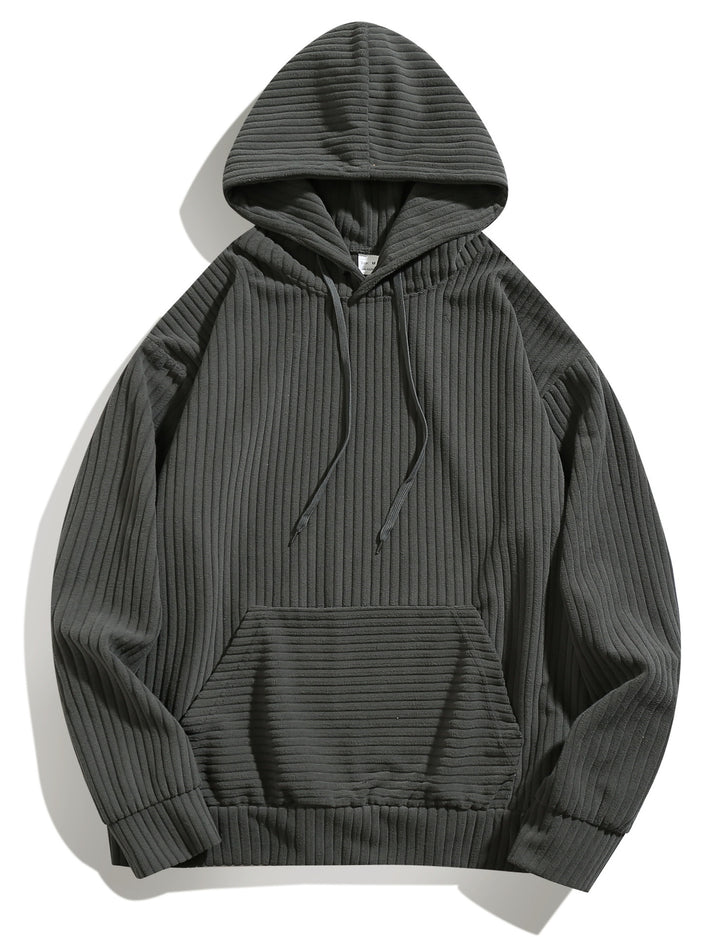 Men's casual hoodie with ribbed texture and kangaroo pocket Lisslune
