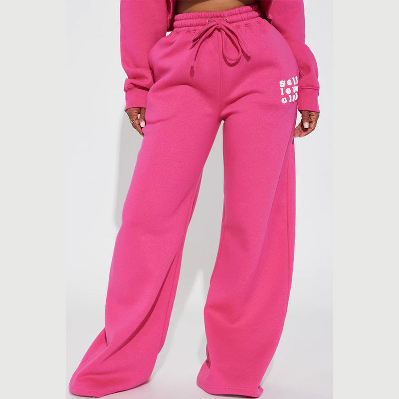 Women's wide jogging pants with elastic waistband and eye-catching lettering Lisslune