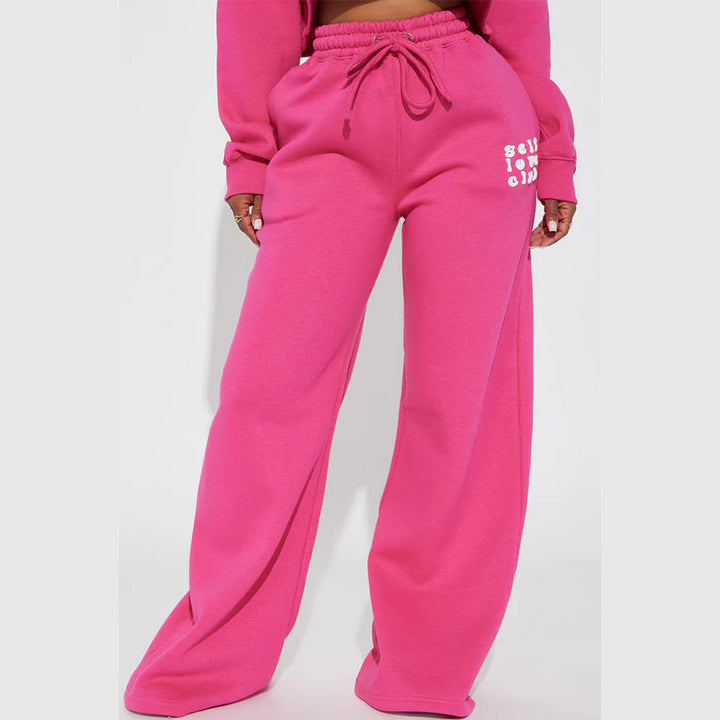 Women's wide jogging pants with elastic waistband and eye-catching lettering Lisslune