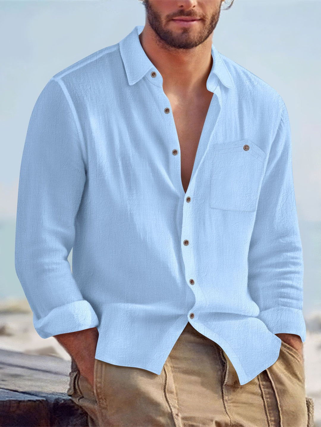 Men's casual shirt with a relaxed fit and practical chest pocket Lisslune