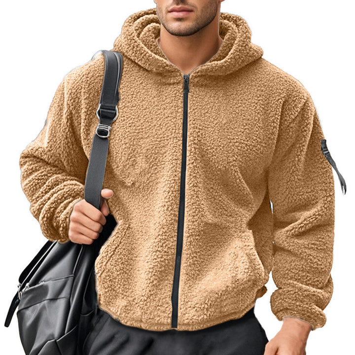 Men's fleece hooded sweatshirt with ergonomic cut and practical zip pockets Lisslune