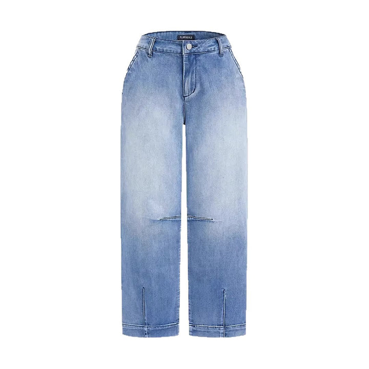 Women's loose jeans with stylish cropped cut and high waist