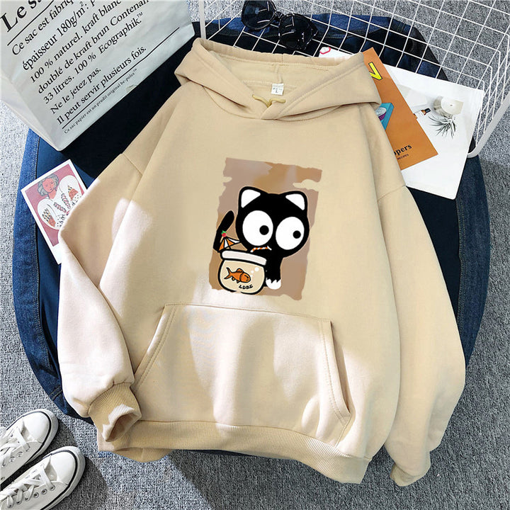 Women's hooded sweatshirt with cute cat design Lisslune