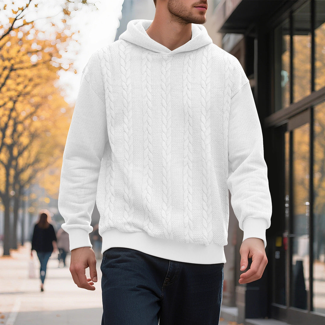 Men's hoodie with textured knit pattern and fashionable accents Lisslune