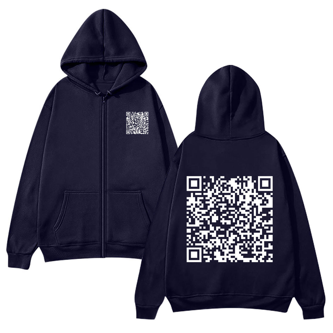 Women's hoodie jacket with QR code design and soft fleece Lisslune