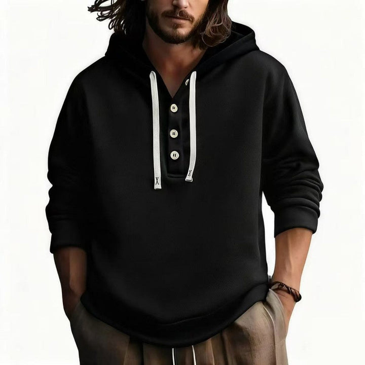 Men's hooded sweatshirt with button placket Lisslune