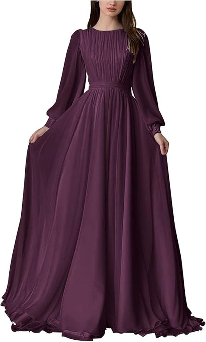 Women's Maxi Party Dress with Long Flowing Sleeves and Lace Accents Lisslune