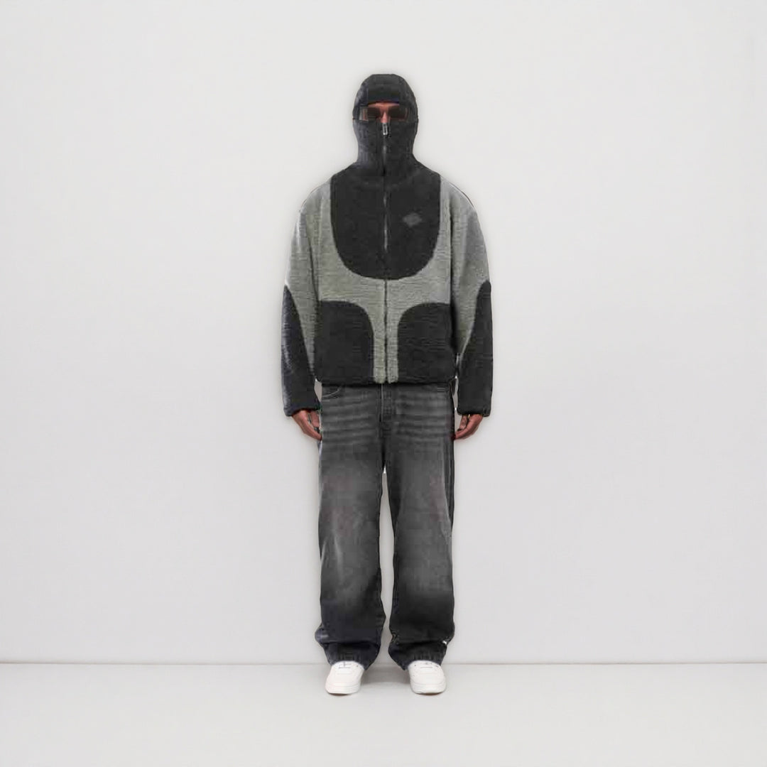 Men's Cozy Teddy Jacket with Contrast Seams Lisslune