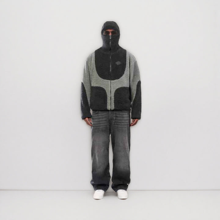 Men's Cozy Teddy Jacket with Contrast Seams Lisslune
