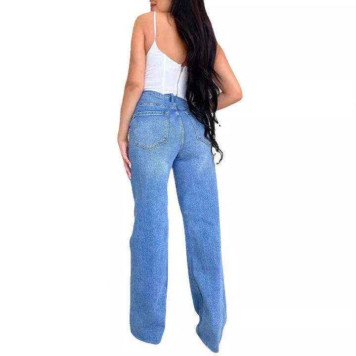 Women's wide-cut jeans with distressed details and high waistband Lisslune