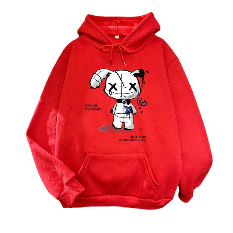 Ladies hooded sweatshirt with unique cartoon design and cozy inner lining Lisslune