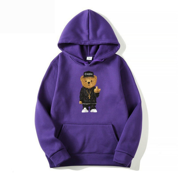 Women’s hoodie with artistic bear design and kangaroo pocket Lisslune