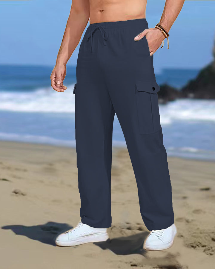 Men's casual cargo pants with elastic waistband and practical side pockets Lisslune
